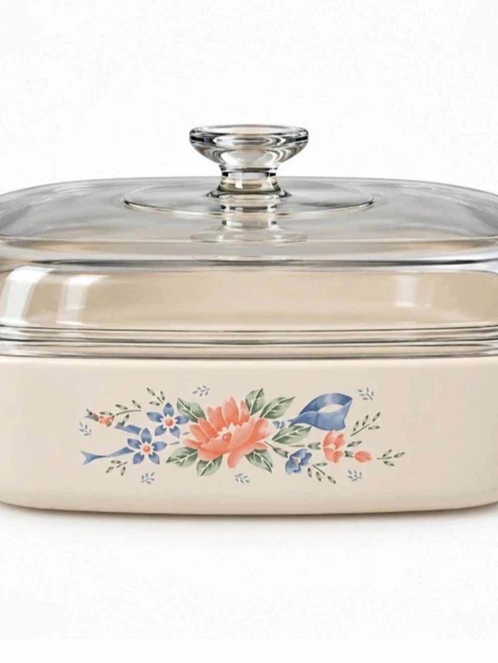 Corning Ware Peach Floral A-10-B 2.5L Casserole w/ Lid Vintage